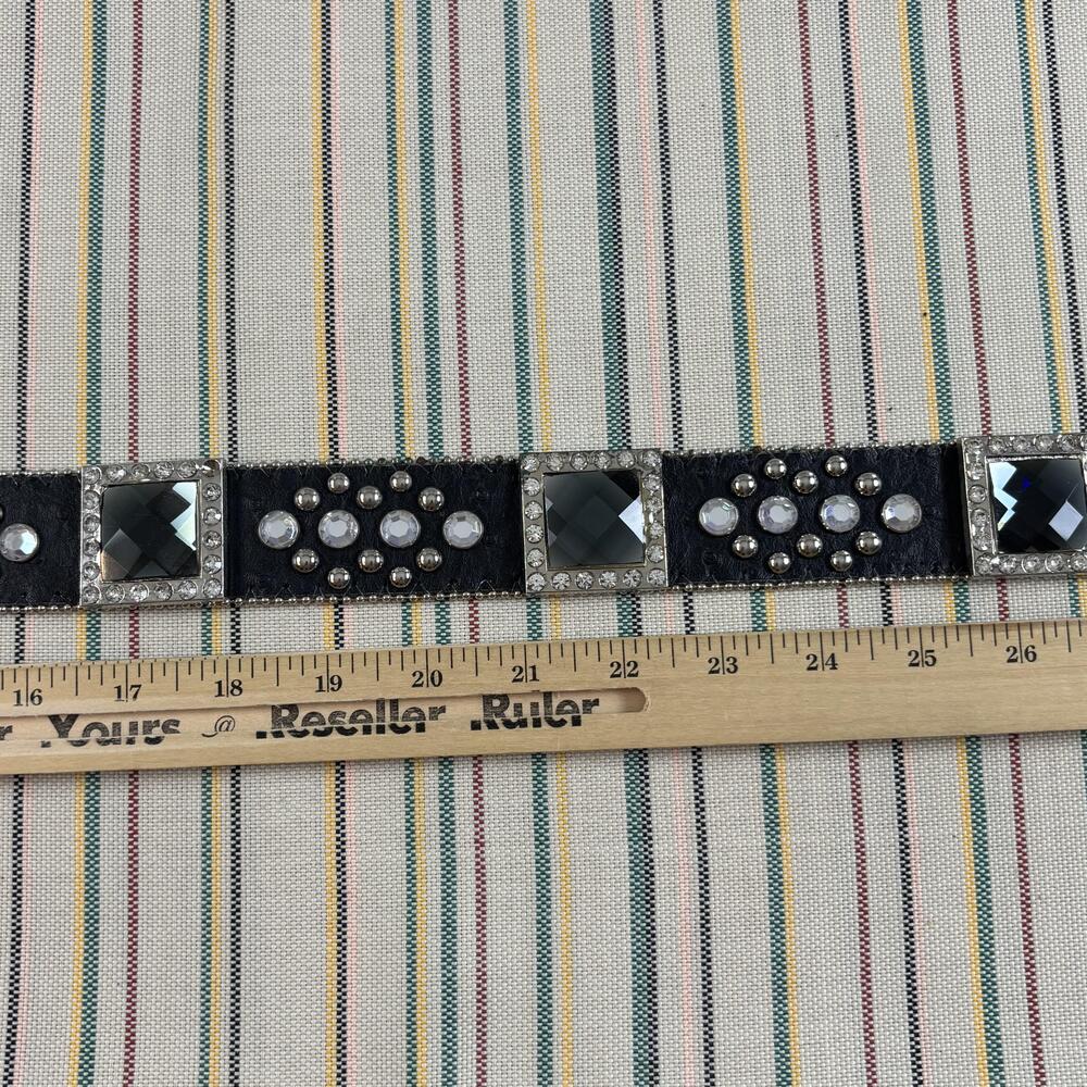 Wholesale By ATLAS Belt Womens Large Black Rhinestone Western Bling Studded - Picture 4 of 16